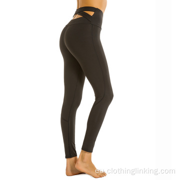 Emakumeek Gerri altuko Yoga Pants Gurutze Gerrikoa